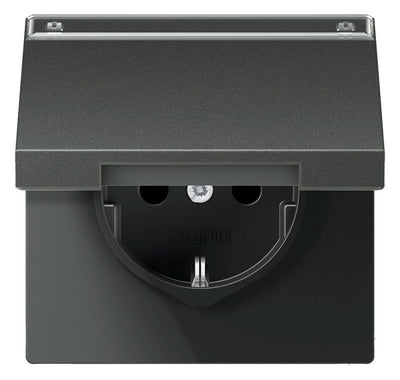 Jung AL1520NAKLAN SCHUKO Steckdose Klappdeckel Schriftf. LS Aluminium anth.