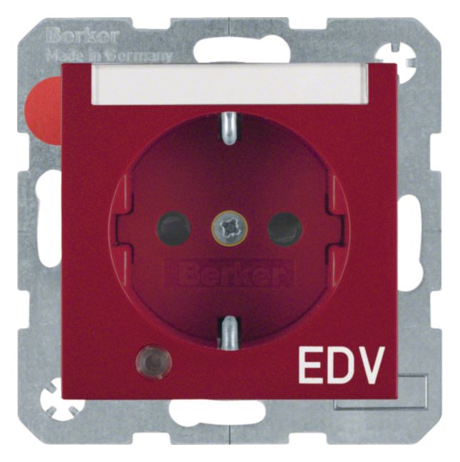 Berker 41108915 Steckdose SCHUKO+LED Kontroll B-feld+erh.BS S.1 rot glänzend