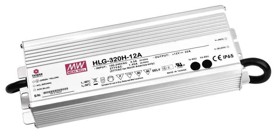 S&H 54995 LED-Trafo 252x90x43,8mm dimmbar 12VDC max.264W IP67 HLG-320H-12B