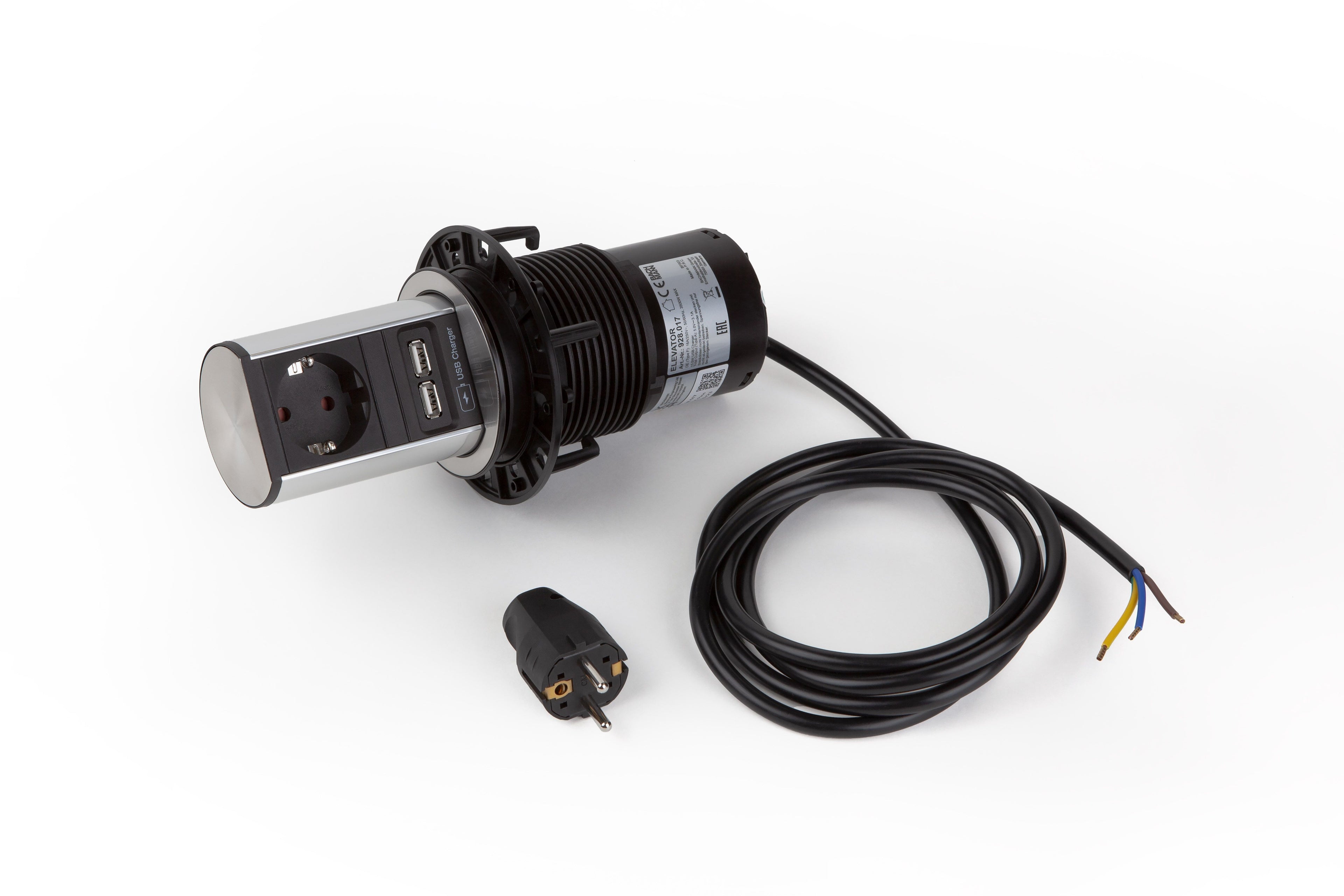 Bachmann 928.017 ELEVATOR 1xSchuko 1xUSB Charger Strom 2m Schuko