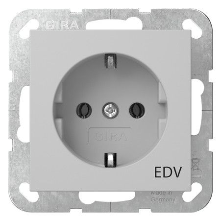 GIRA 4458015 SCHUKO-Steckdose Aufdruck EDV System 55 Grau matt (lackiert)