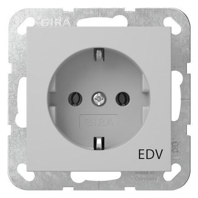 GIRA 4458015 SCHUKO-Steckdose Aufdruck EDV System 55 Grau matt (lackiert)