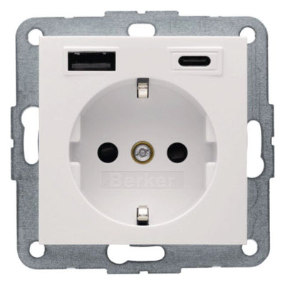 Berker 48148982 Steckdose SCHUKO/USB AC 20W PD S1 w gl