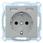 Mert MEG 2366-0460 Schuko-Steckdose m.USB Ladegerät aluminium