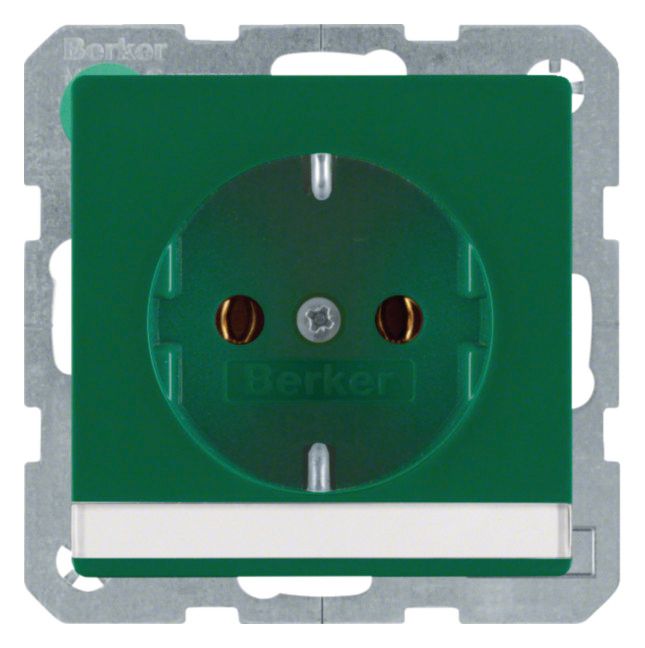 Berker 47506003 Steckdose SCHUKO m.B-feld Q.1/Q.3 grün samt