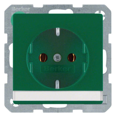 Berker 47506003 Steckdose SCHUKO m.B-feld Q.1/Q.3 grün samt