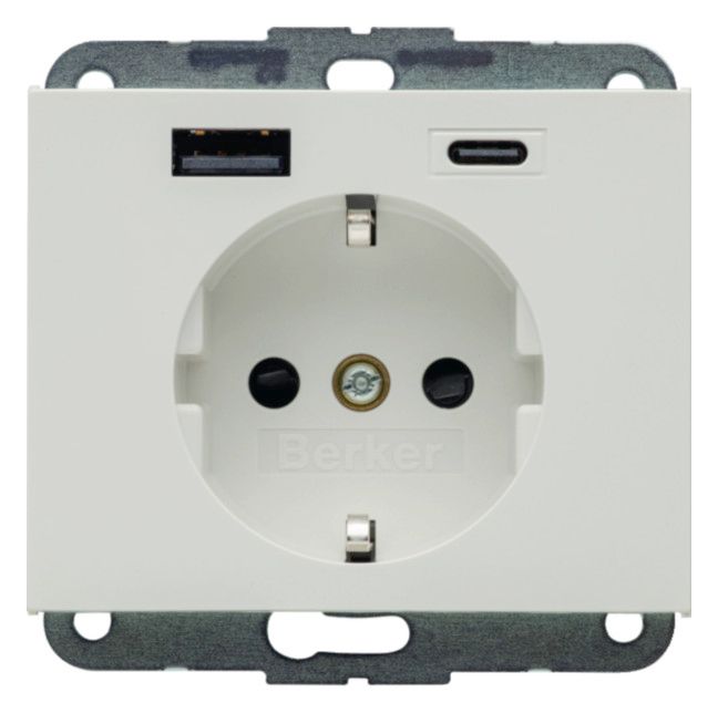 Berker 48147009 Steckdose SCHUKO/USB AC 20W PD Kx pw gl