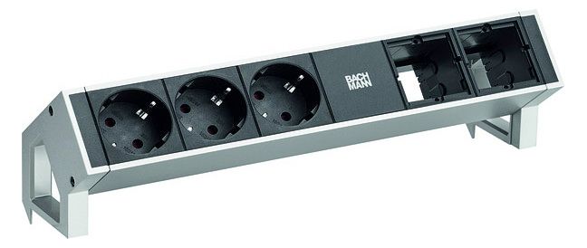 Bachmann 902.401 DESK2 3xSchuko 2xABD Strom 0,2m GST18 Inox lackiert