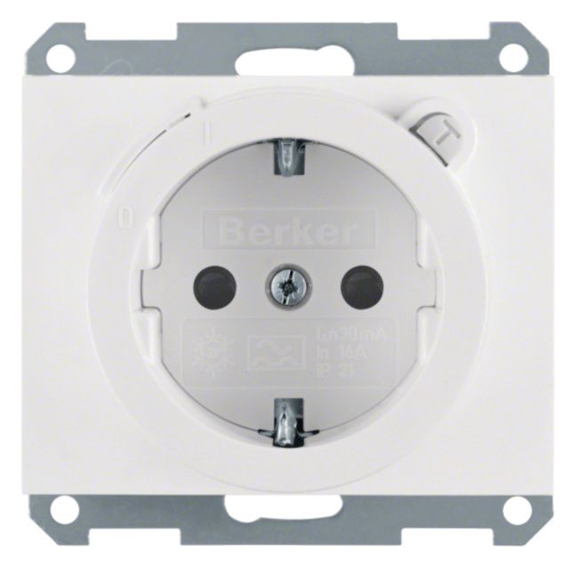 Berker 47087009 Steckdose SCHUKO+Fi u.erh.BS K.1 polarweiß glänzend