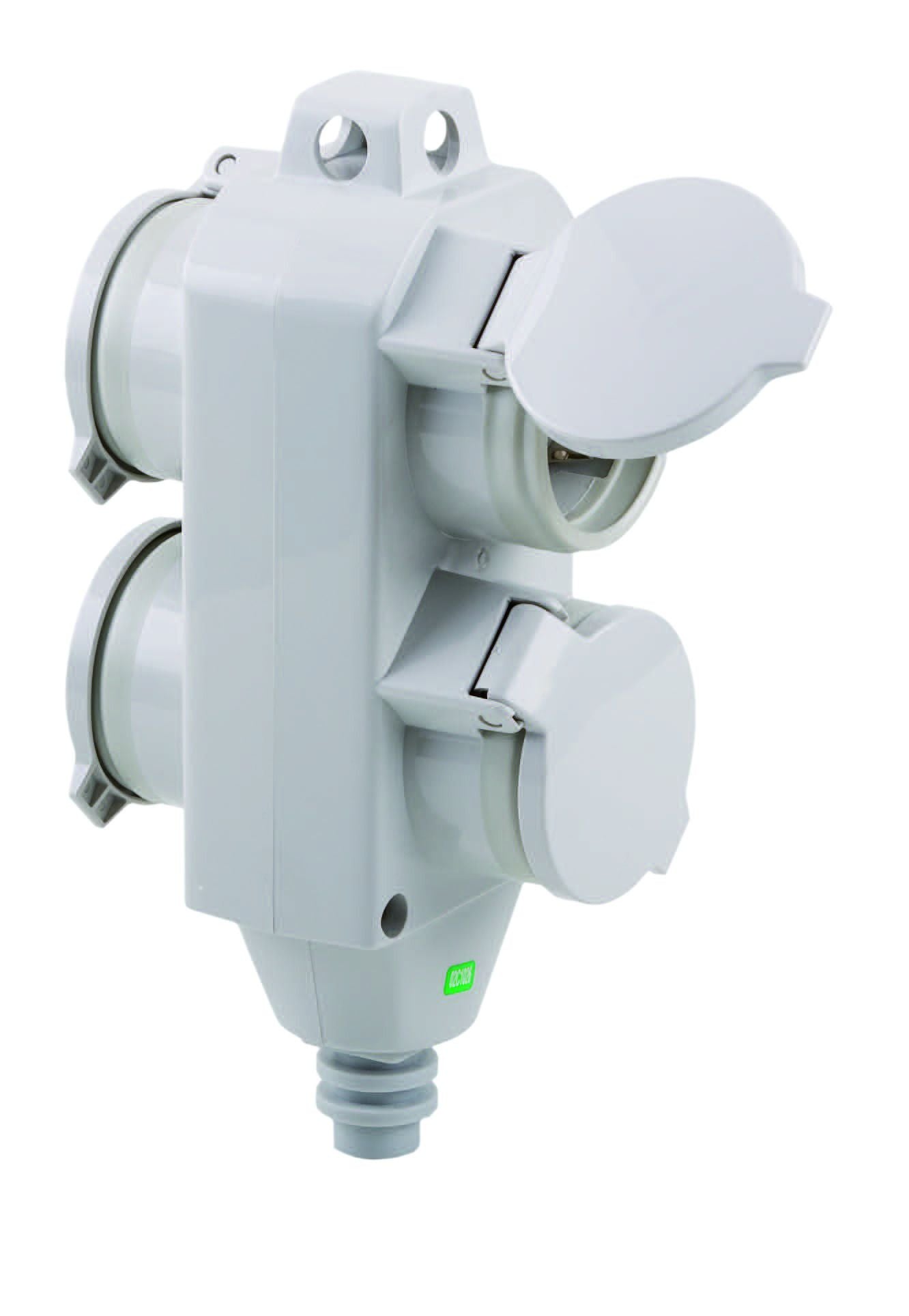 Pollmann 6350182 Schuko-Kupplung 4-fach grau IP54