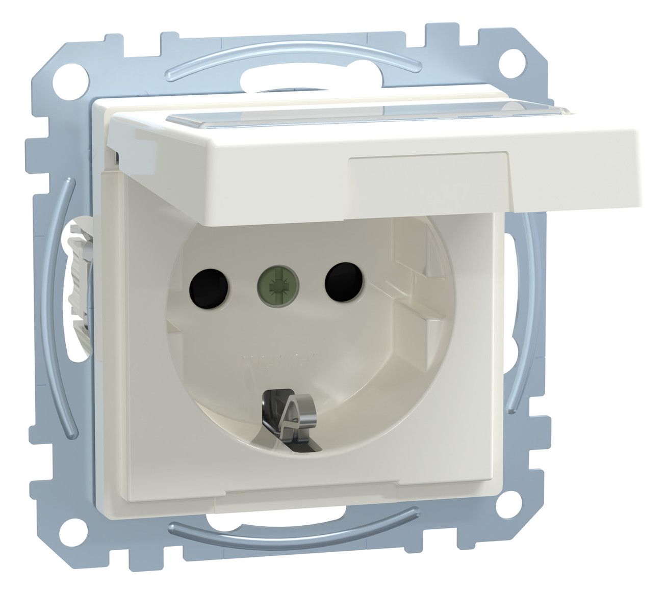 Mert MEG 2312-0319 SCHUKO-Steckdose BRS Klappd.+Schriftf. StK polarweiß gl.S.M