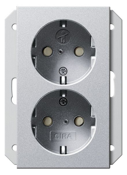 GIRA 273526 SCHUKO-Doppelsteckdose SH f.UP-Dose 1,5f System 55 Farbe Alu