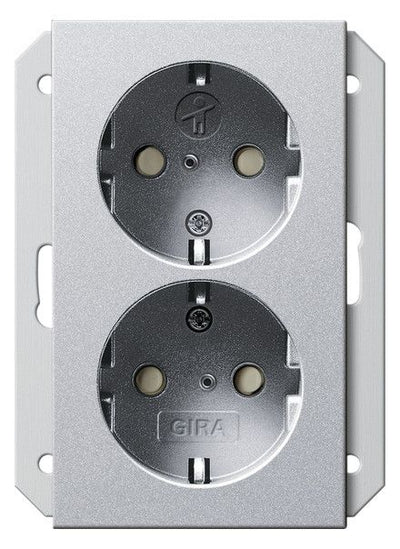 GIRA 273526 SCHUKO-Doppelsteckdose SH f.UP-Dose 1,5f System 55 Farbe Alu