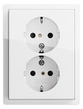 GIRA 0783112 SCHUKO-Doppelsteckdose SH+ Rahmen Flächenschalter Reinweiß gl.