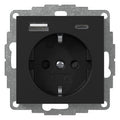 GIRA 2459005 SCHUKO-Steckdose Shutter USB 2f Typ A/C System 55 Schwarz matt(la