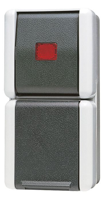 Jung 876KOW AP/WG SCHUKO Steckdose m.Wipp-Ko-Aus-Wechselschalter WG800
