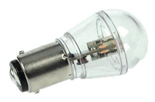 S&H 34700 LED Kugelform 25x51mm klar dimmbar BA15d 10-30VDC 10-18VAC 0,7W