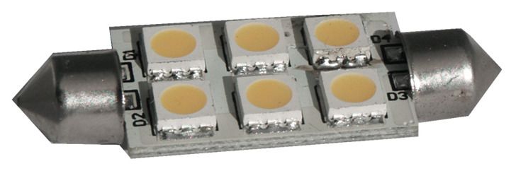 S&H 34018 LED-Soffitte 6SMD5050 Ø16mmx42mm S8,5 10-30VDC 10-18VAC 1W