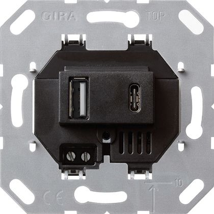 GIRA 236900 USB-Spannungsversorgung 2fach Typ A/C Einsatz Schwarz