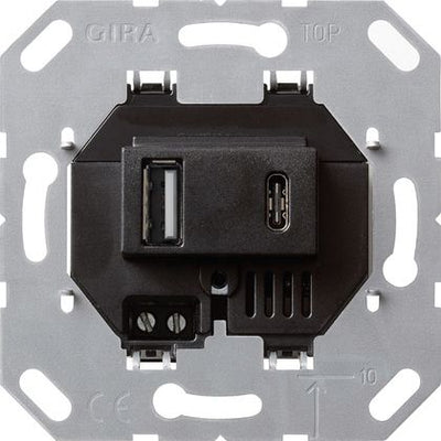 GIRA 236900 USB-Spannungsversorgung 2fach Typ A/C Einsatz Schwarz