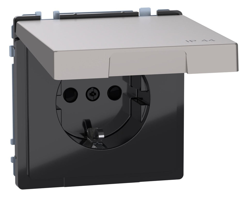 Mert MEG 2314-6050 SCHUKO-Steckdose m.Klappdeckel IP44 BRS StK Nickelmetalli