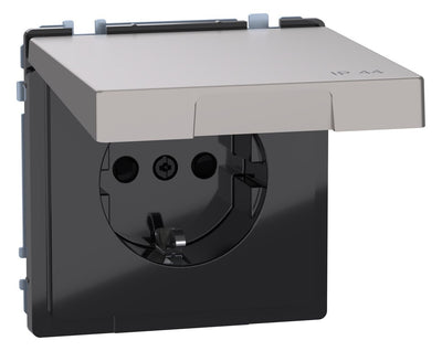 Mert MEG 2314-6050 SCHUKO-Steckdose m.Klappdeckel IP44 BRS StK Nickelmetalli