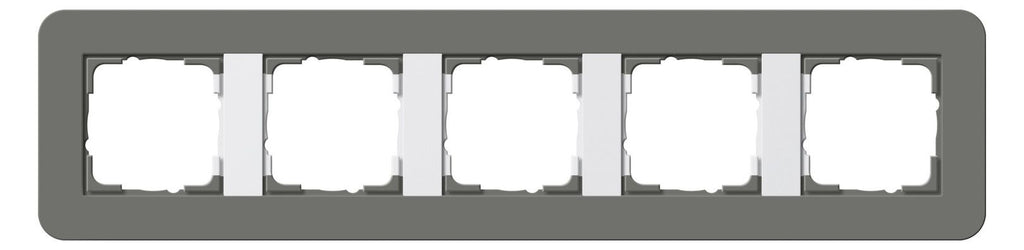 GIRA 0215413 Abdeckrahmen 5fach E3 Dunkelgrau/Reinweiß glänzend Soft-Touch