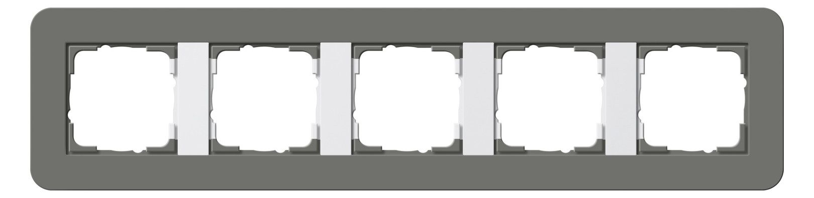 GIRA 0215413 Abdeckrahmen 5fach E3 Dunkelgrau/Reinweiß glänzend Soft-Touch