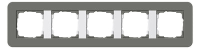 GIRA 0215413 Abdeckrahmen 5fach E3 Dunkelgrau/Reinweiß glänzend Soft-Touch