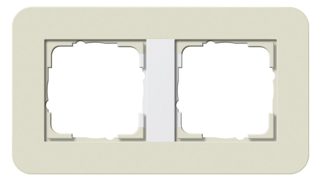 GIRA 0212417 Abdeckrahmen 2fach E3 Sand/Reinweiß glänzend Soft-Touch