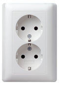 GIRA 078004 SCHUKO-Doppelsteckdose Vollplatte Standard 55 Reinweiß seidenm.