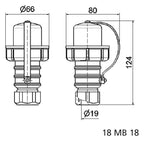 Bals 737 Schuko-Stecker 16A 3p IP67 grau 250V IP68