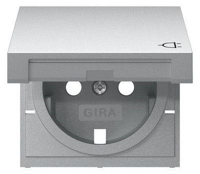 GIRA 492226 Abdeckung SCHUKO-Steckdose Klappdeckel System 55 Farbe Alu