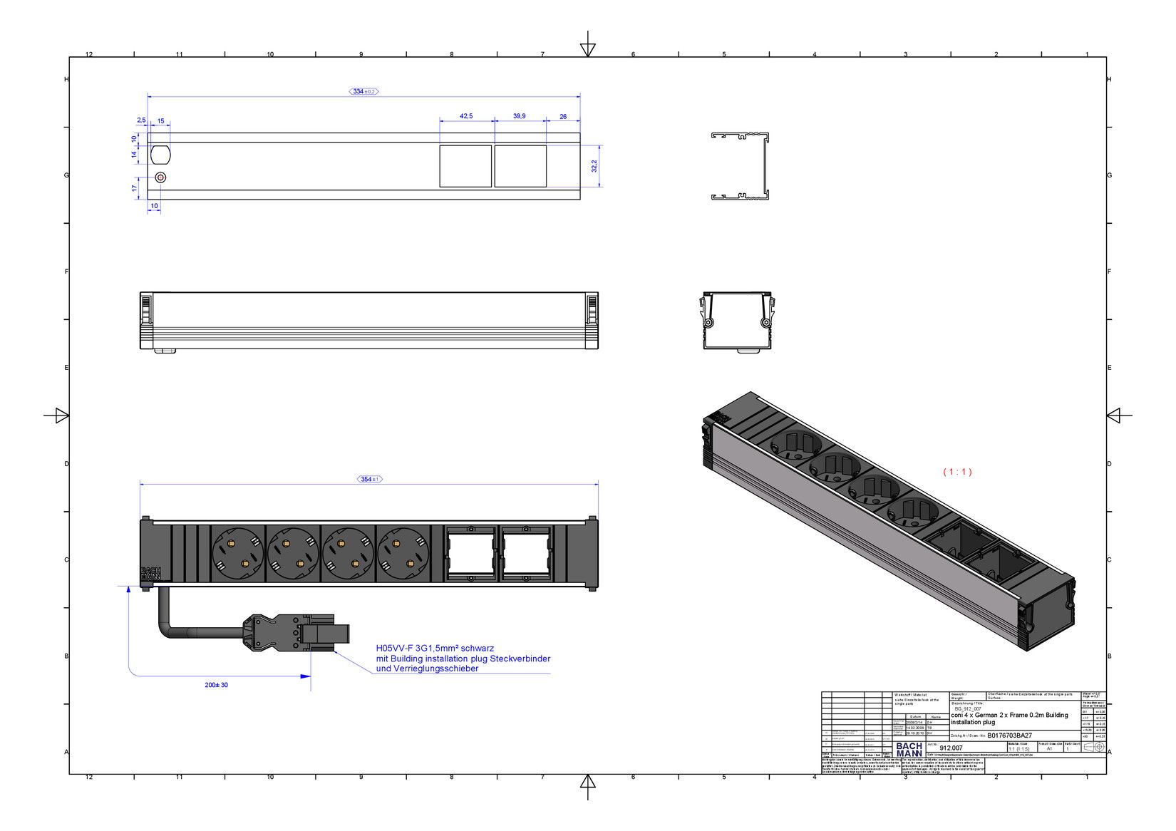 Bachmann 912.007 CONI 4xSchuko 2xABD
