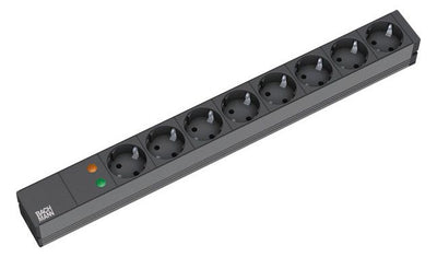 Bachmann 333.534 19" 1HE 8xSchuko 1xÜSS schwarz Strom 2m Schuko