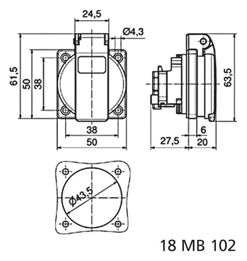 Bals 7110009 Schuko-Anbausteckdose ger. QC 16A 3p IP54 grau ortsfest erh.Ber.sch