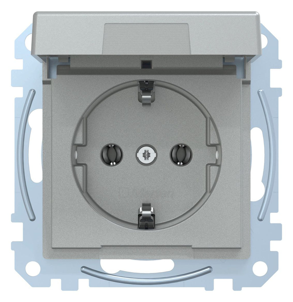 Mert MEG 2311-0460 SCHUKO-Steckdose StK m.Klappdeckel aluminium System M