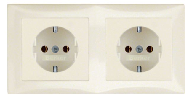 Berker 47208982 Steckdosen-Kombi SCHUKO 2fach m.Rahmen S.1 weiß glänzend