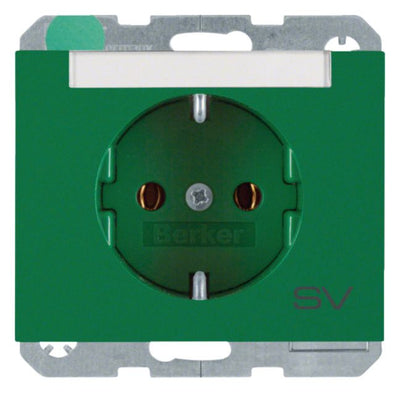 Berker 47397113 Steckdose SCHUKO m.B-feld+Aufdruck K.1/K.5 grün glänzend