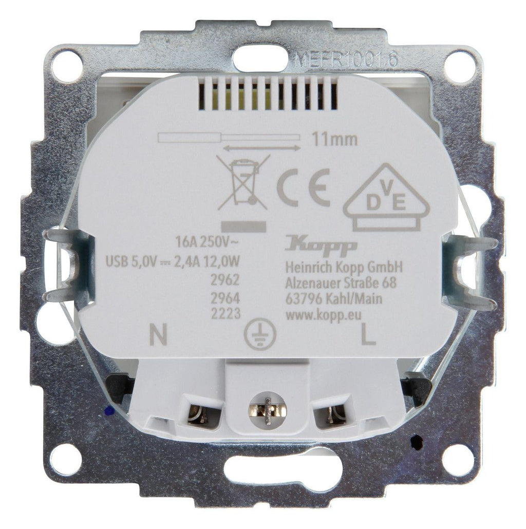 Kopp 296229183 ATHENIS Schuko Steckdose m.2 USB Anschln reinweiss