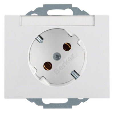 Berker 47287109 Steckdose SCHUKO 45° m.B-feld K.1 polarweiß glänzend
