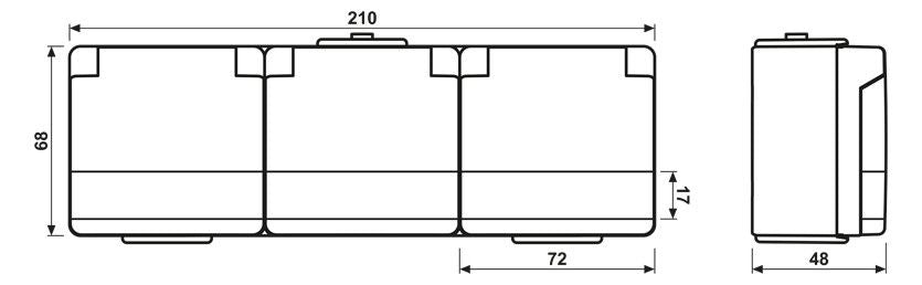 Jung 623NAW SCHUKO Dreifach Steckdose verdrahtet Schriftfeld waagerecht WG600