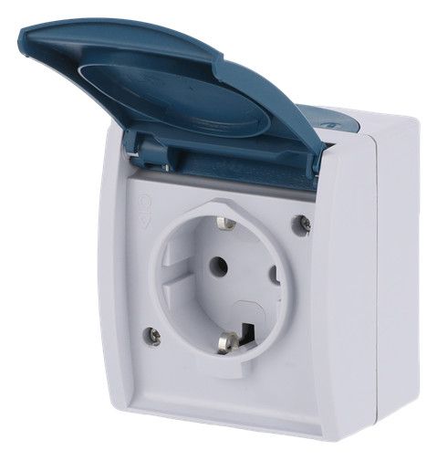 BJ 20EW-53 Steckdose m.Klappdeckel ocean IP44 grau/blaugrün