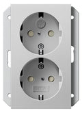 GIRA 2731015 SCHUKO-Doppelsteckdose SH f.UP-Dose 1f System 55 Grau matt (lack.)
