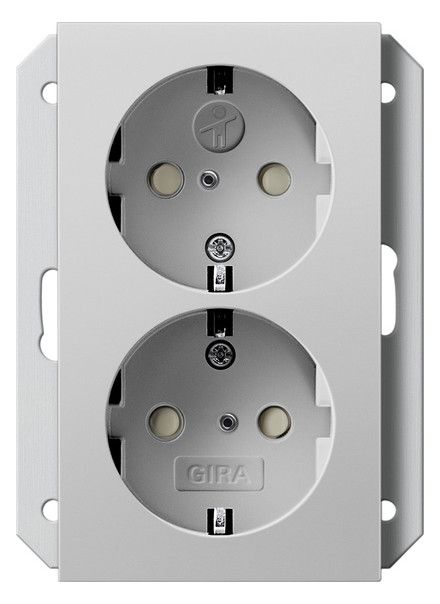 GIRA 2731015 SCHUKO-Doppelsteckdose SH f.UP-Dose 1f System 55 Grau matt (lack.)