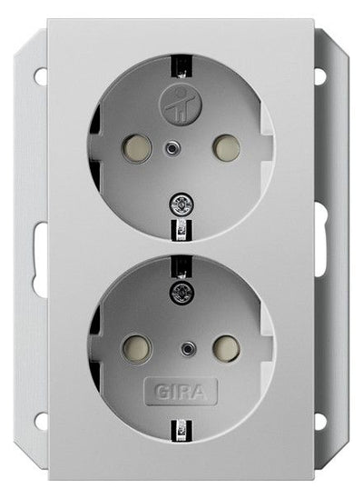 GIRA 2731015 SCHUKO-Doppelsteckdose SH f.UP-Dose 1f System 55 Grau matt (lack.)