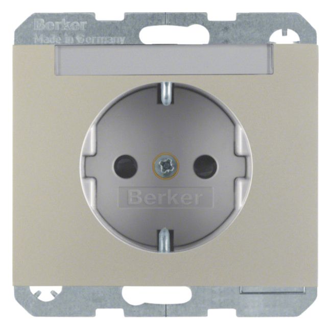 Berker 47387004 Steckdose SCHUKO m.B-feld+erh.BS K.5 edelstahl lackiert