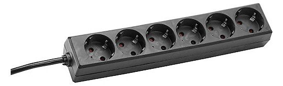 Bachmann 381.141S SELLY 6xSchuko schwarz Strom 1,5m