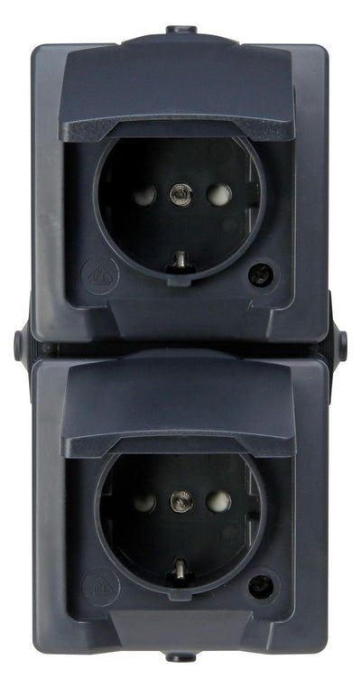 Kopp 136915009 NAUTIC Schuko Steckdose 2f Klappd.erh.Ber.schutz senkrecht anth