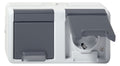 GIRA 478130 SCHUKO-Doppelsteckdose waagerecht Klappdeckel WG AP IP44 Grau